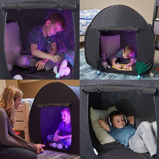 Sensory Tent | Calm Down Tent For Children To Play And Relax | Sensory Corner | Helps With Autism, SPD, Anxiety & Improve Focus | Black Out Sensory Tents For Autistic Children (120 Cm)