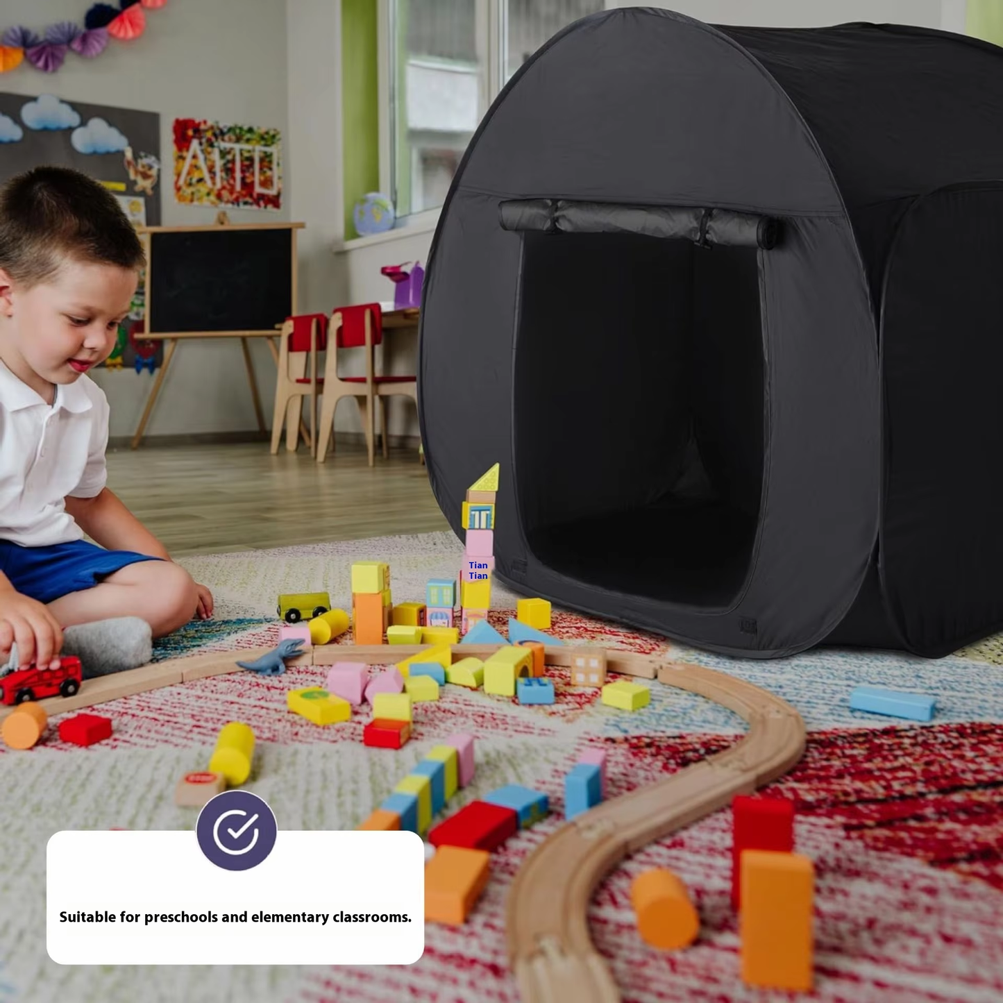 Sensory Tent | Calm Down Tent For Children To Play And Relax | Sensory Corner | Helps With Autism, SPD, Anxiety & Improve Focus | Black Out Sensory Tents For Autistic Children (120 Cm)