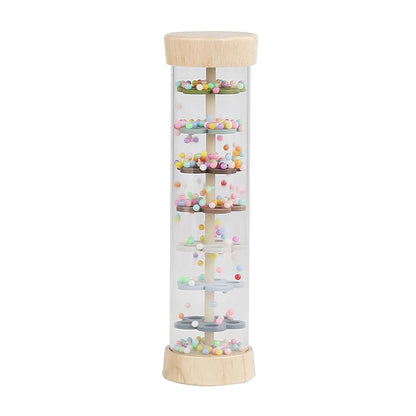 Hourglass Rain Music Baby Rattle – Montessori Wooden Sensory Toy