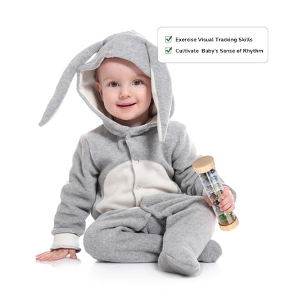 Hourglass Rain Music Baby Rattle – Montessori Wooden Sensory Toy