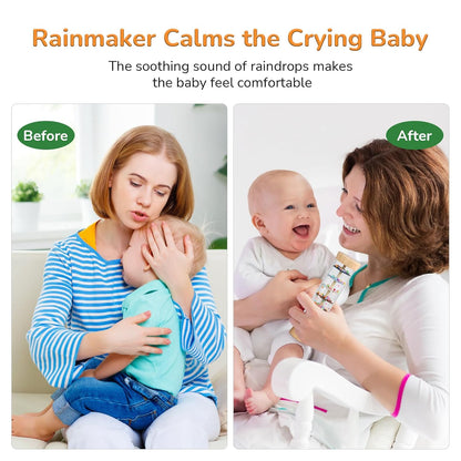 Hourglass Rain Music Baby Rattle – Montessori Wooden Sensory Toy