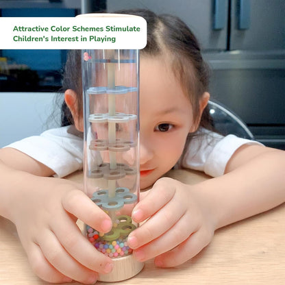 Hourglass Rain Music Baby Rattle – Montessori Wooden Sensory Toy